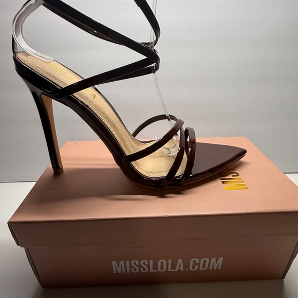 Miss Lola Pointed toe brown heels. - Picture 4 of 9